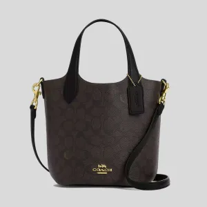 COACH Hanna Bucket Bag In Signature Canvas Walnut/Black RB-CAF16