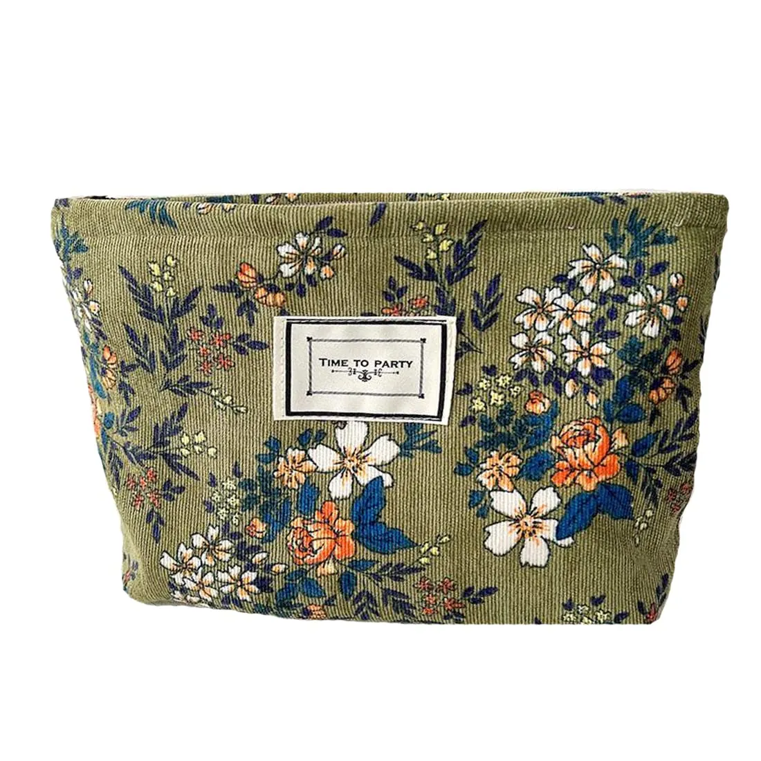 Cosmetic Bags for Women Makeup Bag Large Capacity Purse Travel Toiletry Zipper Storage Pouch Make up Brushes Organizer for Gifts (Plant Flowers, Dark Green)