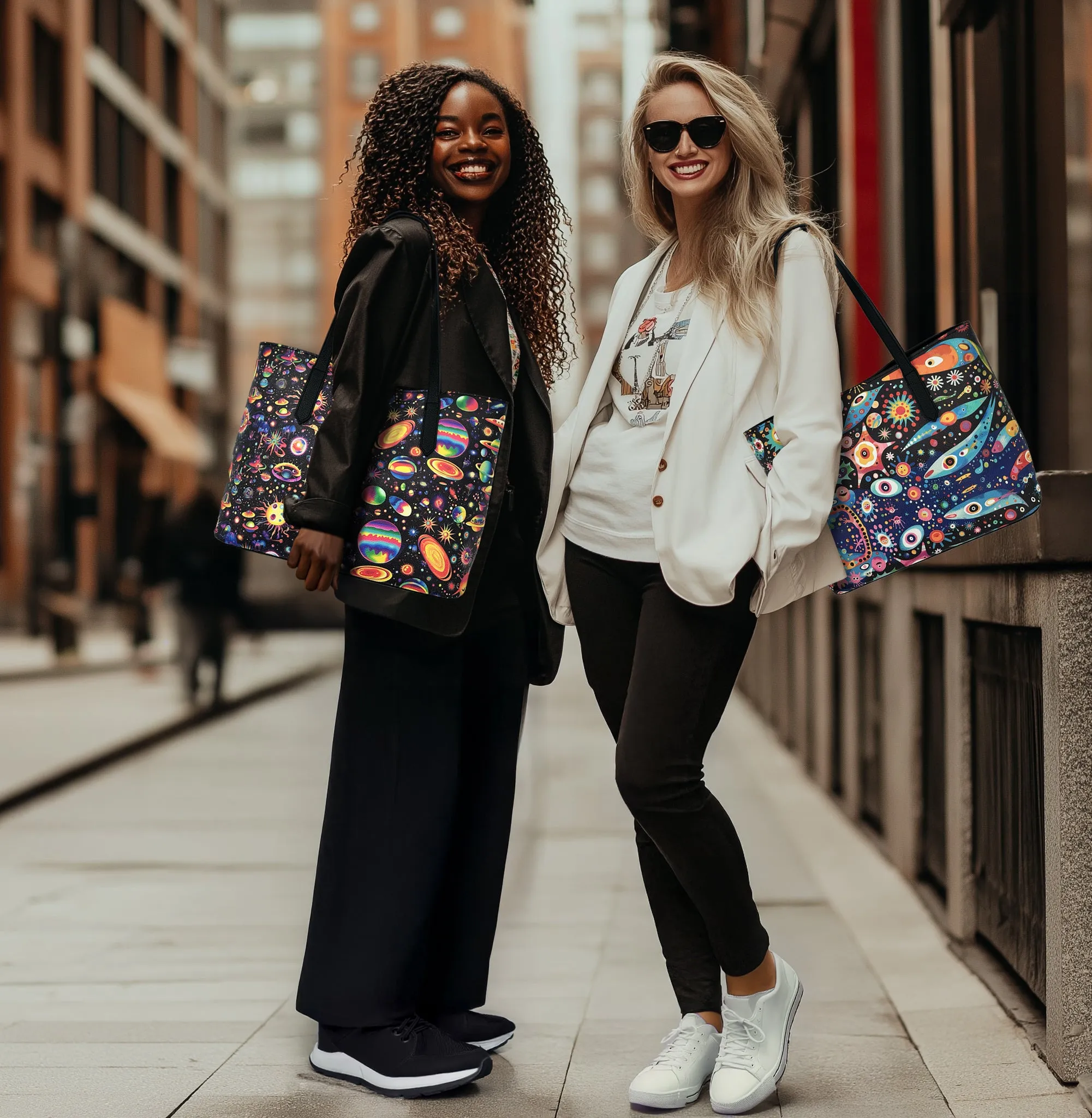 Cosmic Chucklers Vegan Leather Tote Bag