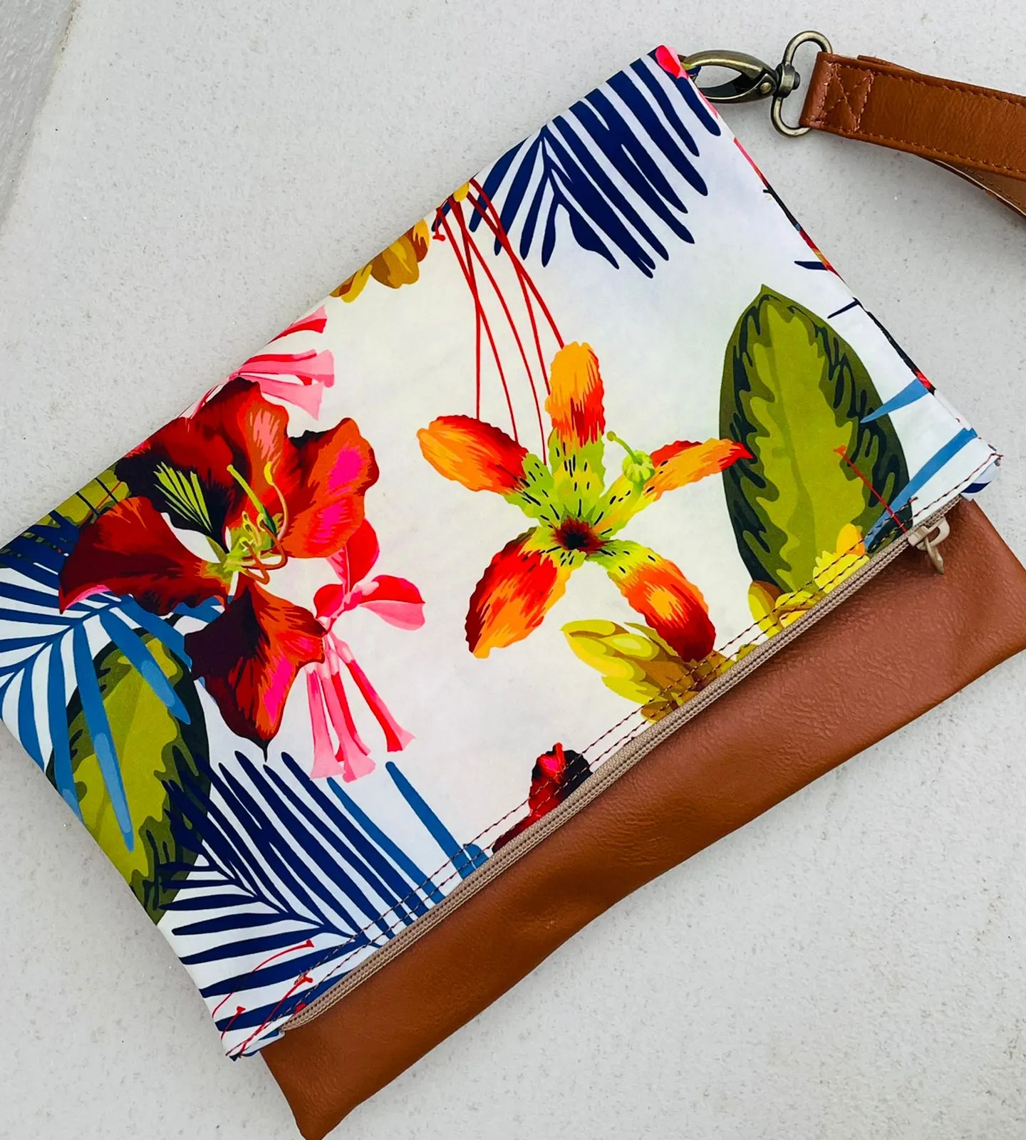 Cross-body foldover clutch