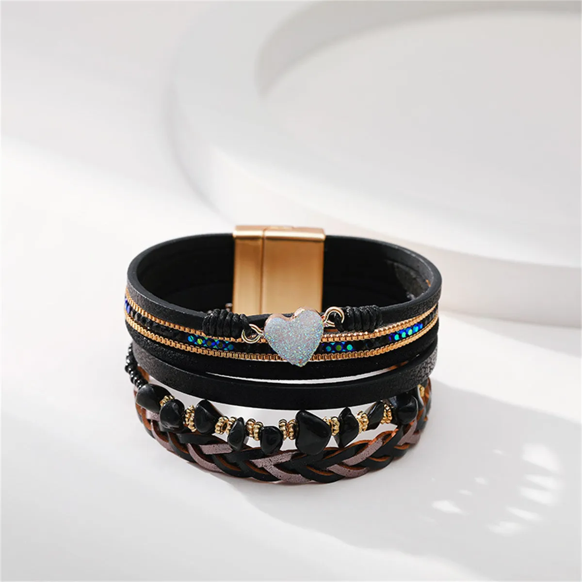 Cubic Zirconia & 18K Gold-Plated Layered Bracelet