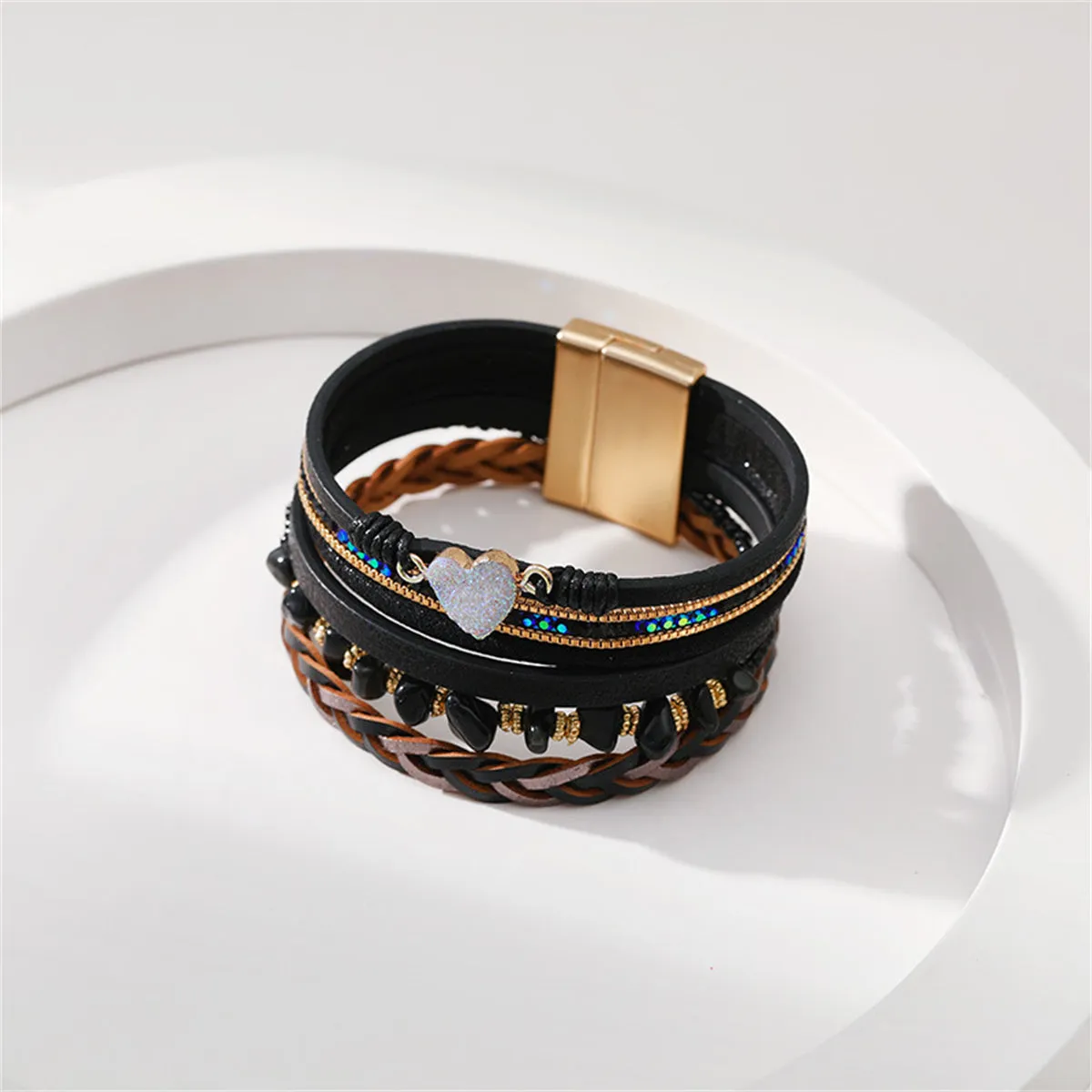 Cubic Zirconia & 18K Gold-Plated Layered Bracelet