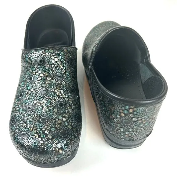 Dansko Professional Black Metallic Embossed Leather Clog EU 40 US 10