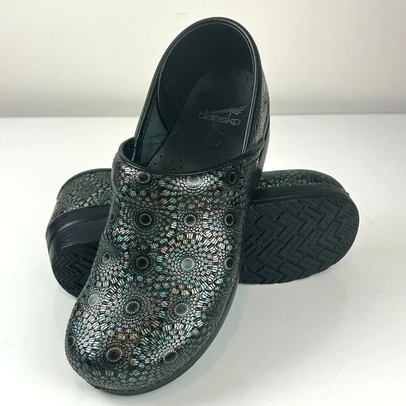 Dansko Professional Black Metallic Embossed Leather Clog EU 40 US 10