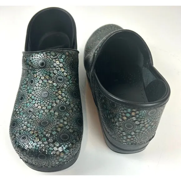 Dansko Professional Black Metallic Embossed Leather Clog EU 40 US 10