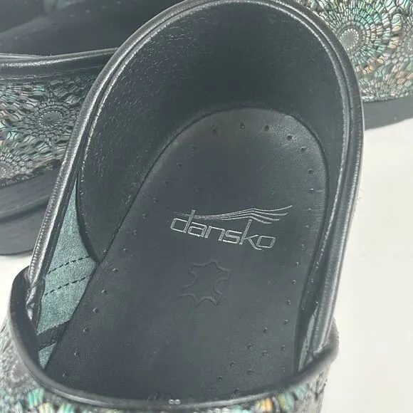 Dansko Professional Black Metallic Embossed Leather Clog EU 40 US 10