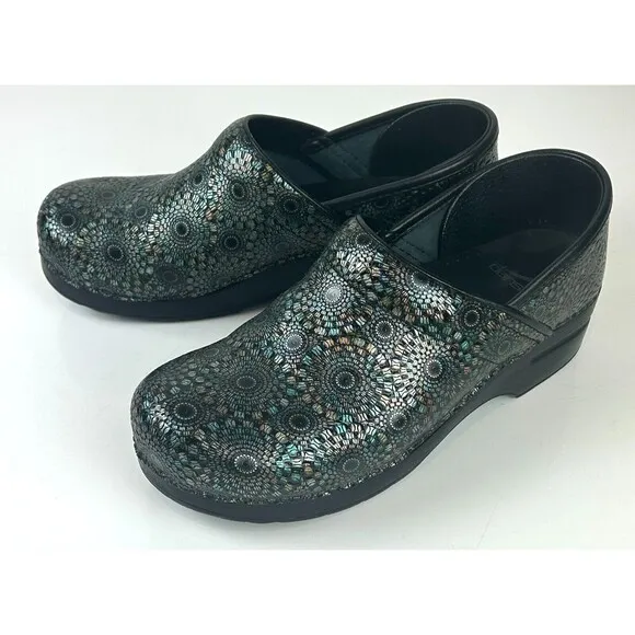 Dansko Professional Black Metallic Embossed Leather Clog EU 40 US 10