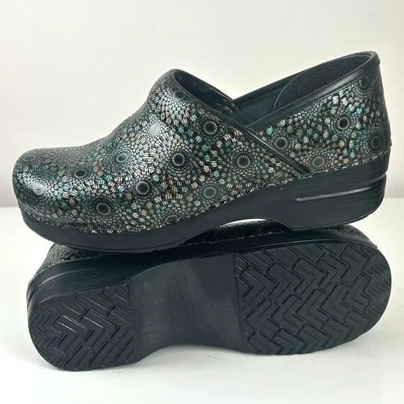 Dansko Professional Black Metallic Embossed Leather Clog EU 40 US 10