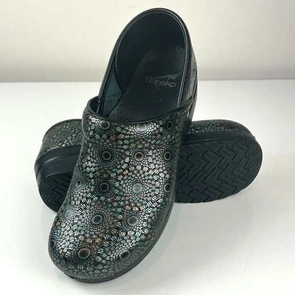 Dansko Professional Black Metallic Embossed Leather Clog EU 40 US 10