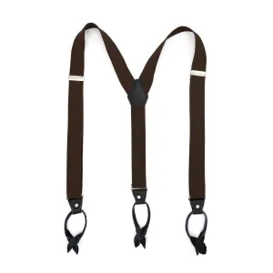 Dark Brown Blue Unisex Button End Suspenders