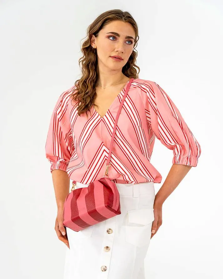 ELMS   KING Monty Crossbody Bag - Burgundy Stripe