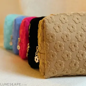 Embossed Daisy Blossom Cosmetic Case