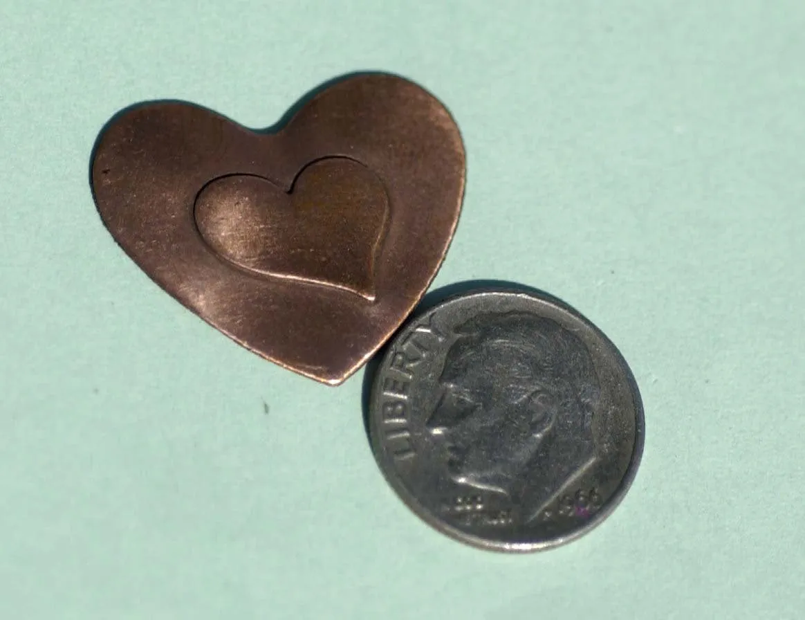 Embossed  Heart 10mm x 12.5mm Blank for Enameling Stamping Texturing Metalworking Jewelry Making Blanks