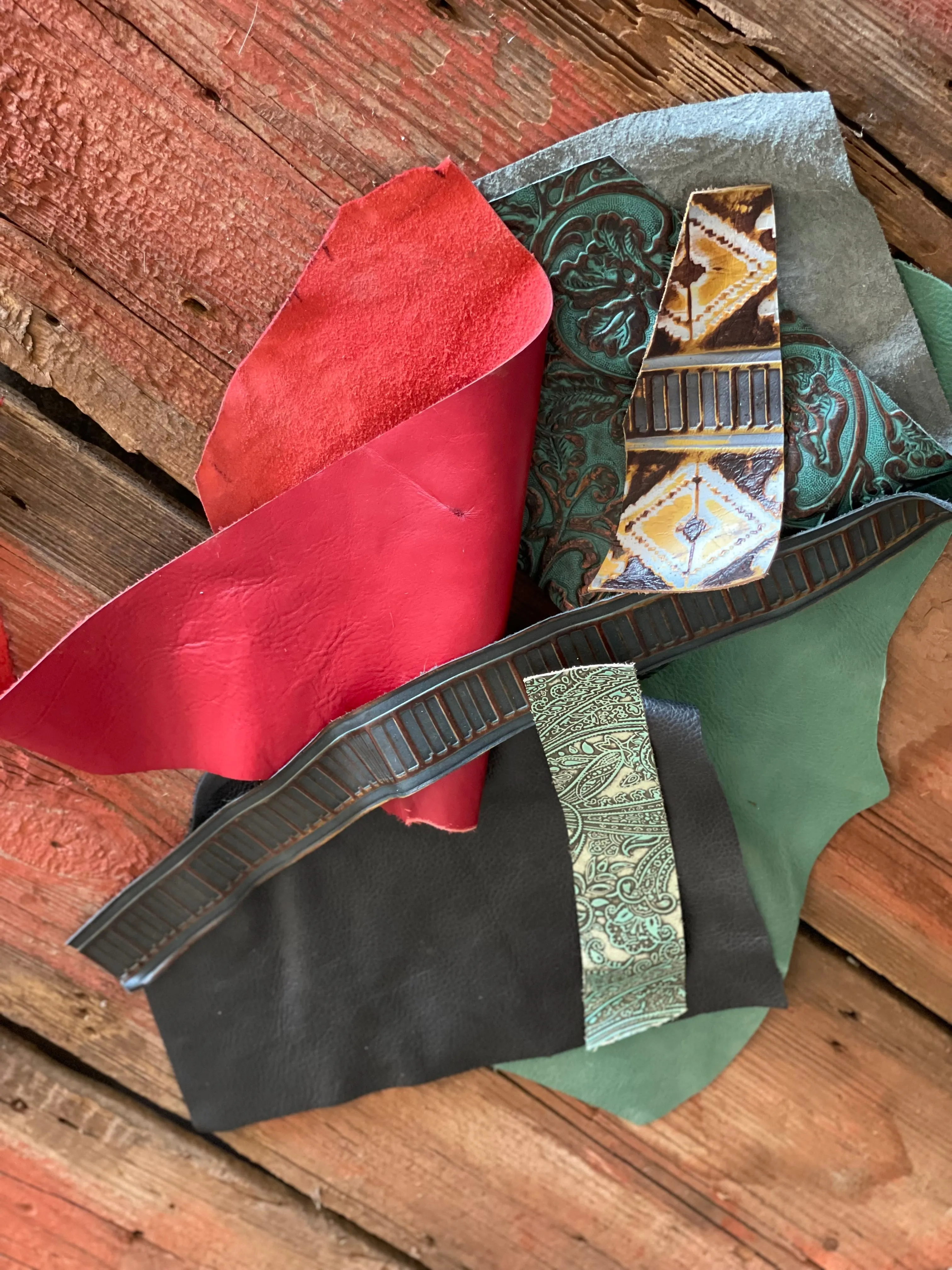 Embossed Leather Scraps - 1 lb. Box