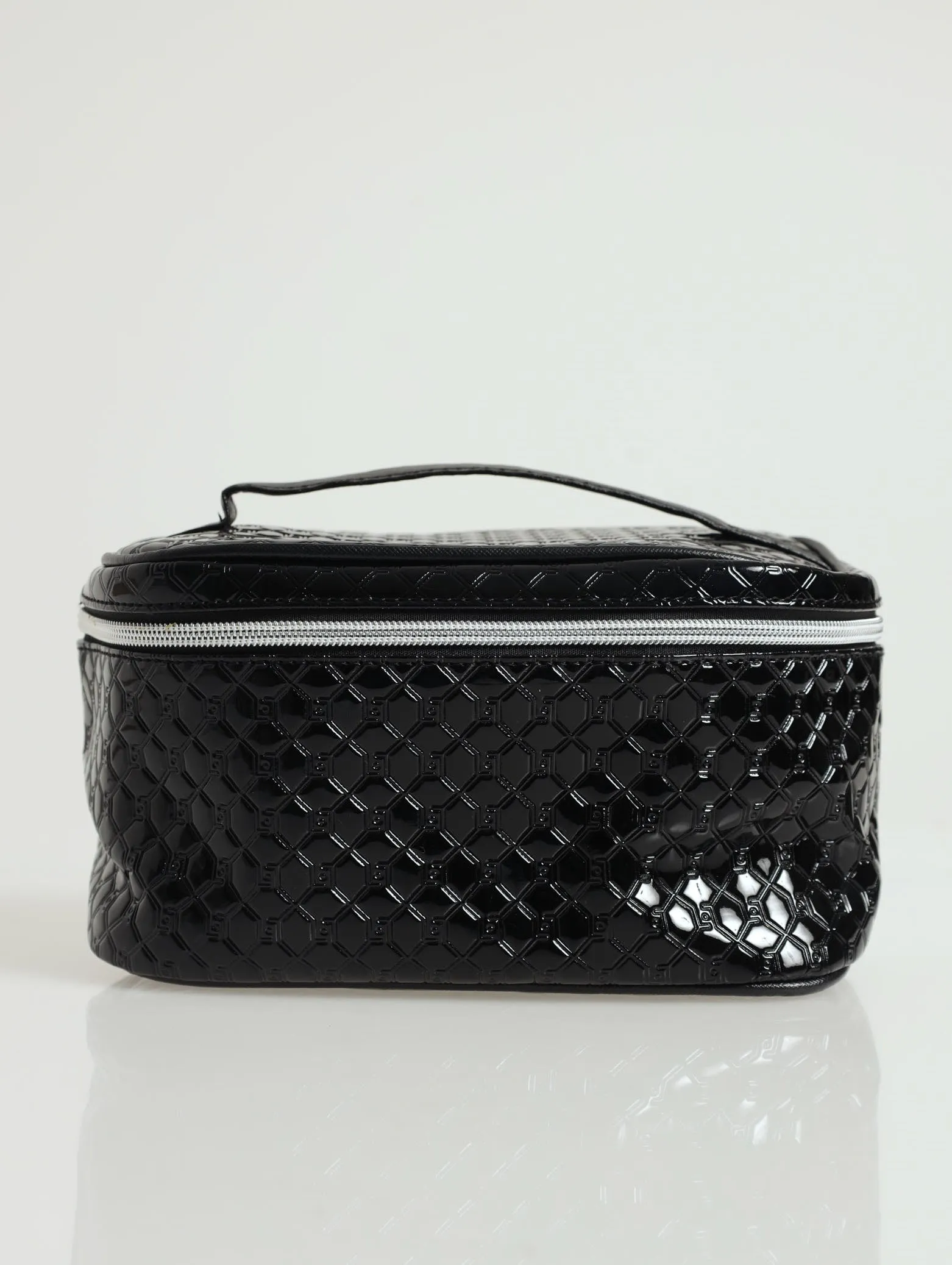 Embossed Monogram Cosmetic Bag - Black