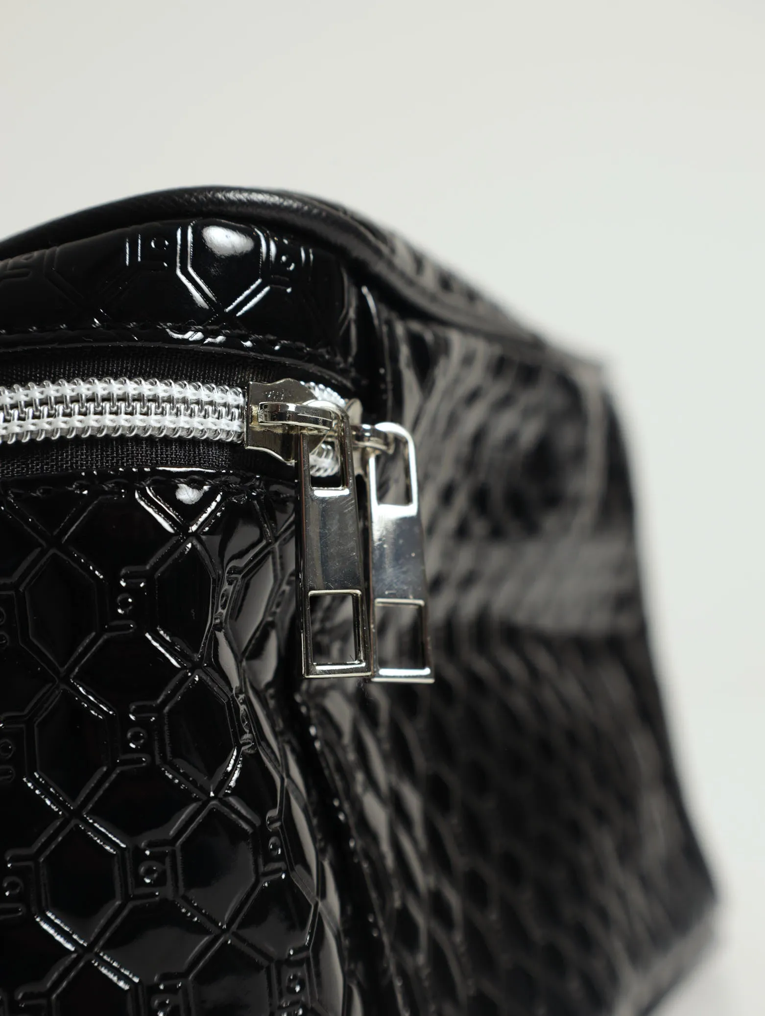 Embossed Monogram Cosmetic Bag - Black