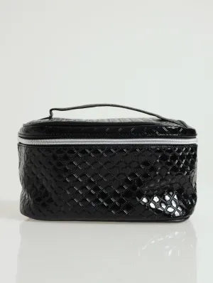 Embossed Monogram Cosmetic Bag - Black