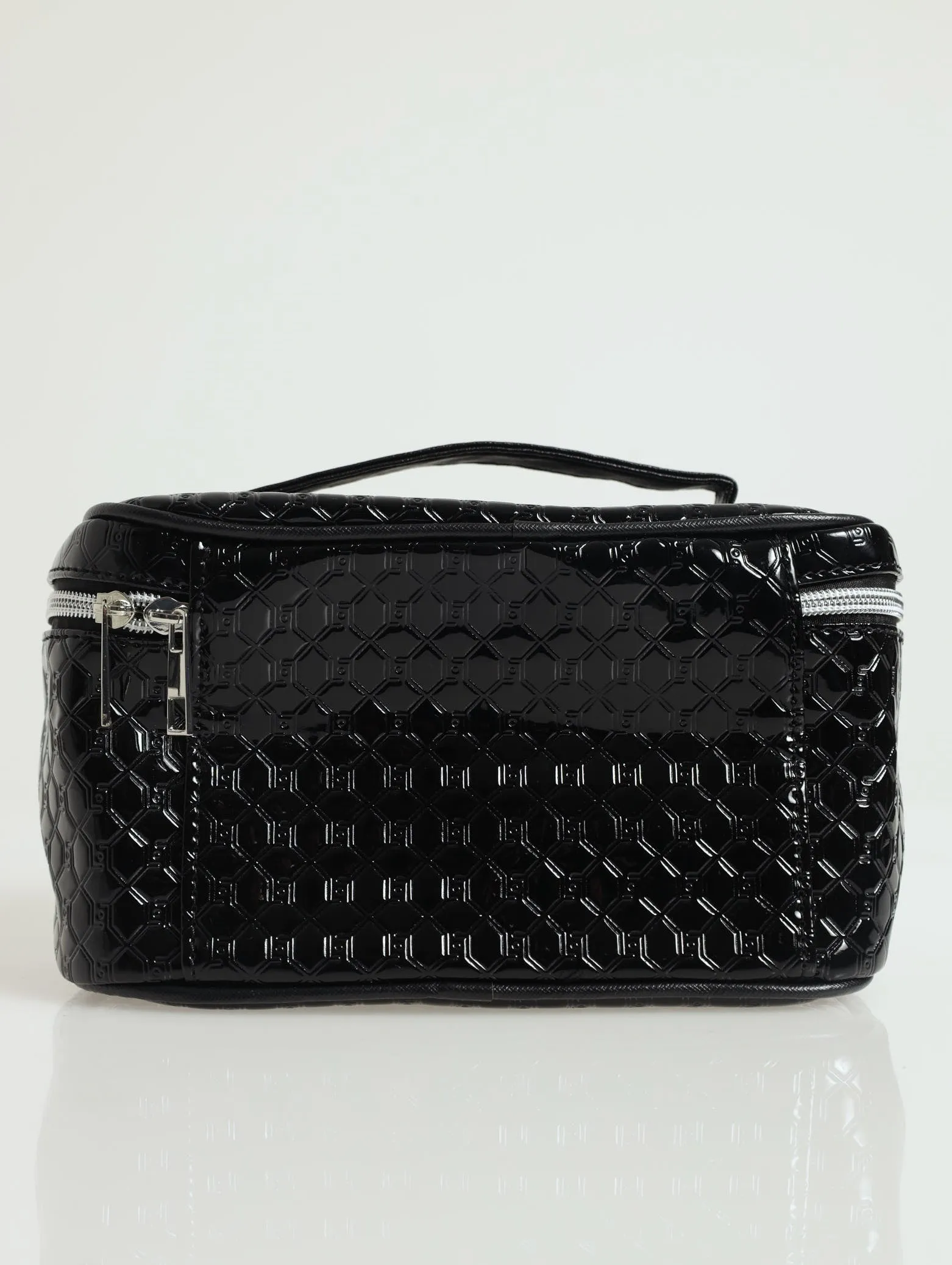 Embossed Monogram Cosmetic Bag - Black