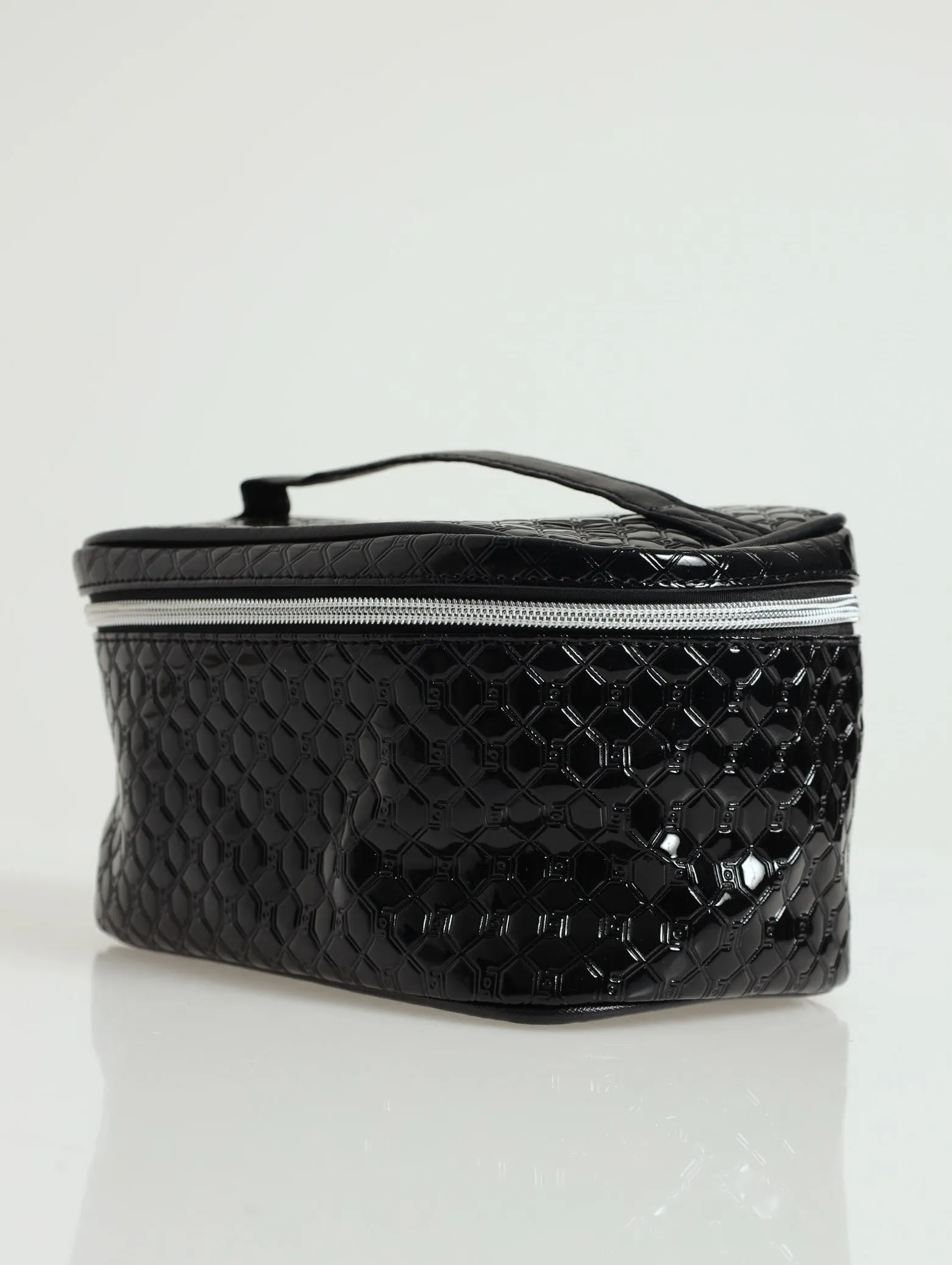 Embossed Monogram Cosmetic Bag - Black