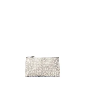 ESSENTIAL POUCH WHITE MIST EMBOSSED CROC