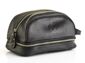 EXECUTIVE BLACK LEATHER DOPP BAG