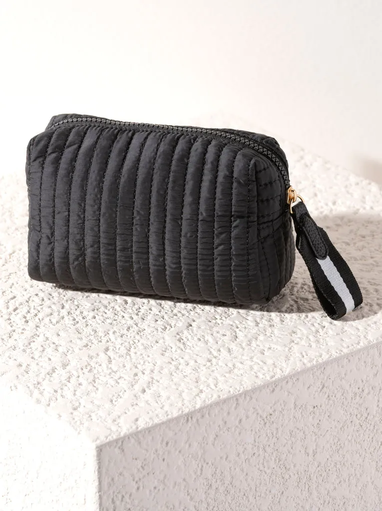 Ezra Quilted Nylon Boxy Cosmetic Pouch Set - Black