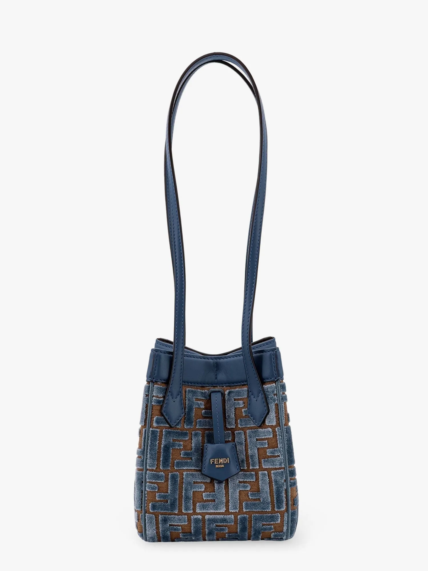 Fendi Convertible Bucket Bag In Velvet With All Over Ff Logo
