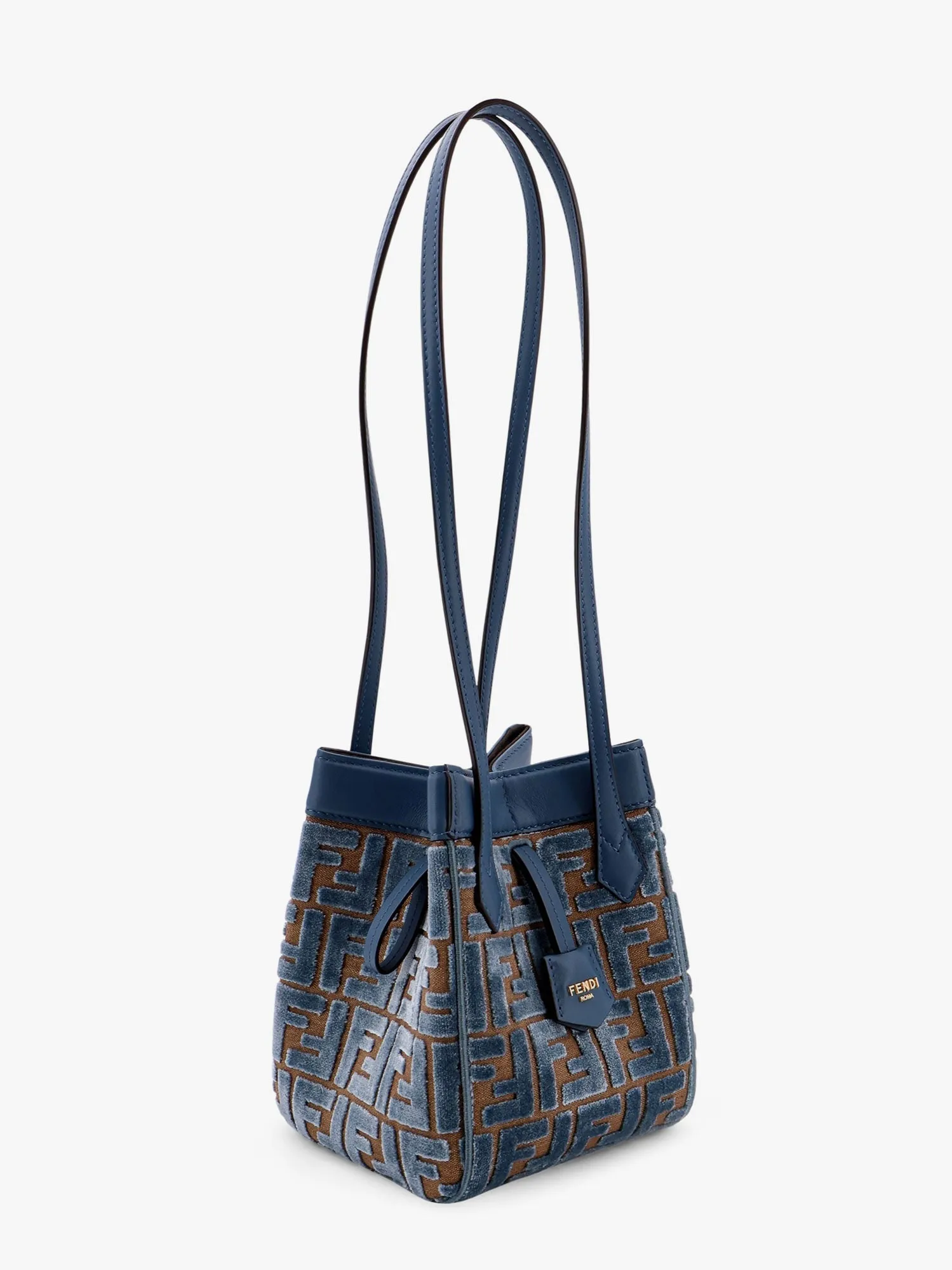 Fendi Convertible Bucket Bag In Velvet With All Over Ff Logo