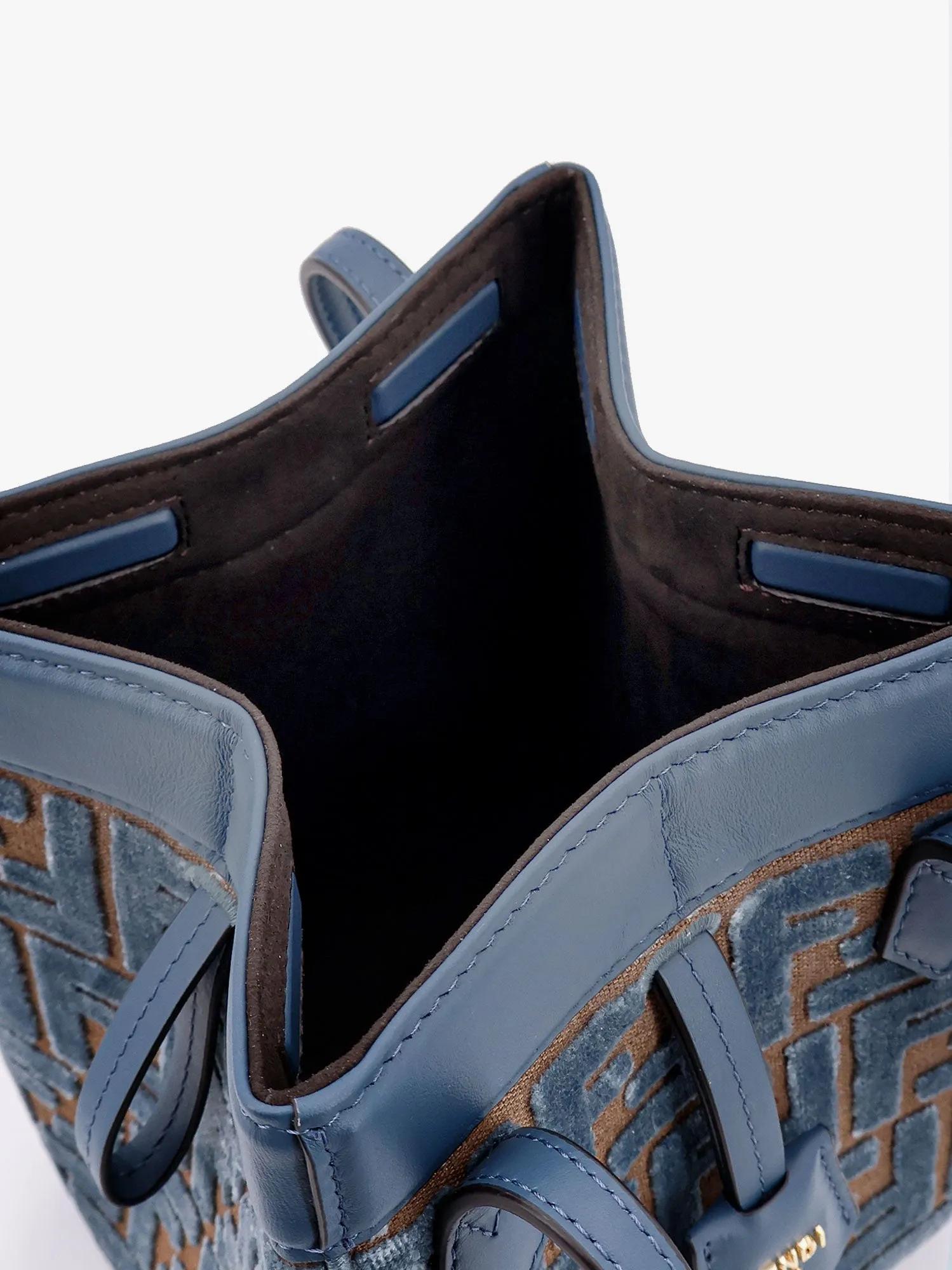 Fendi Convertible Bucket Bag In Velvet With All Over Ff Logo