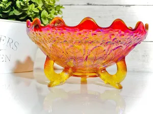 Fenton Leaves & Orange Tree 3 Toed Dish