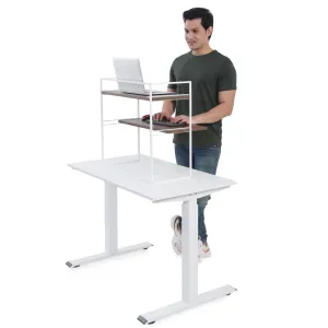 Fitizen Zen Height Adjustable Table, White & Brown FITI-150-WB
