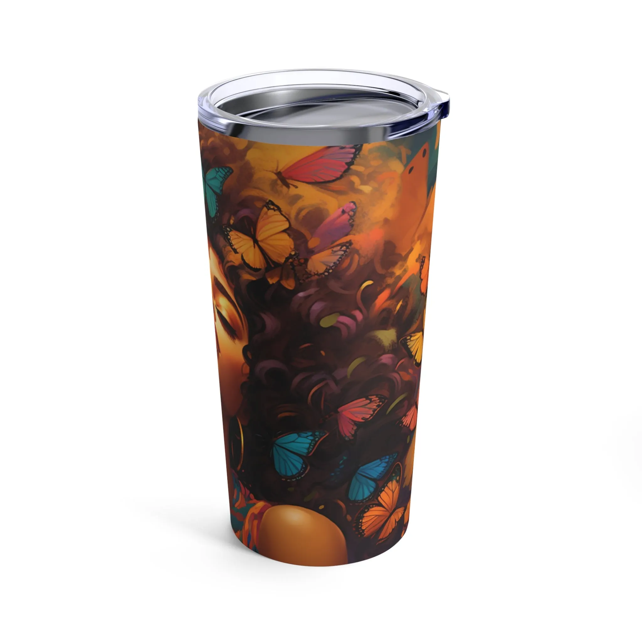 Fluttering Sips: The Beautiful Butterfly Woman Tumbler