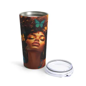 Fluttering Sips: The Beautiful Butterfly Woman Tumbler