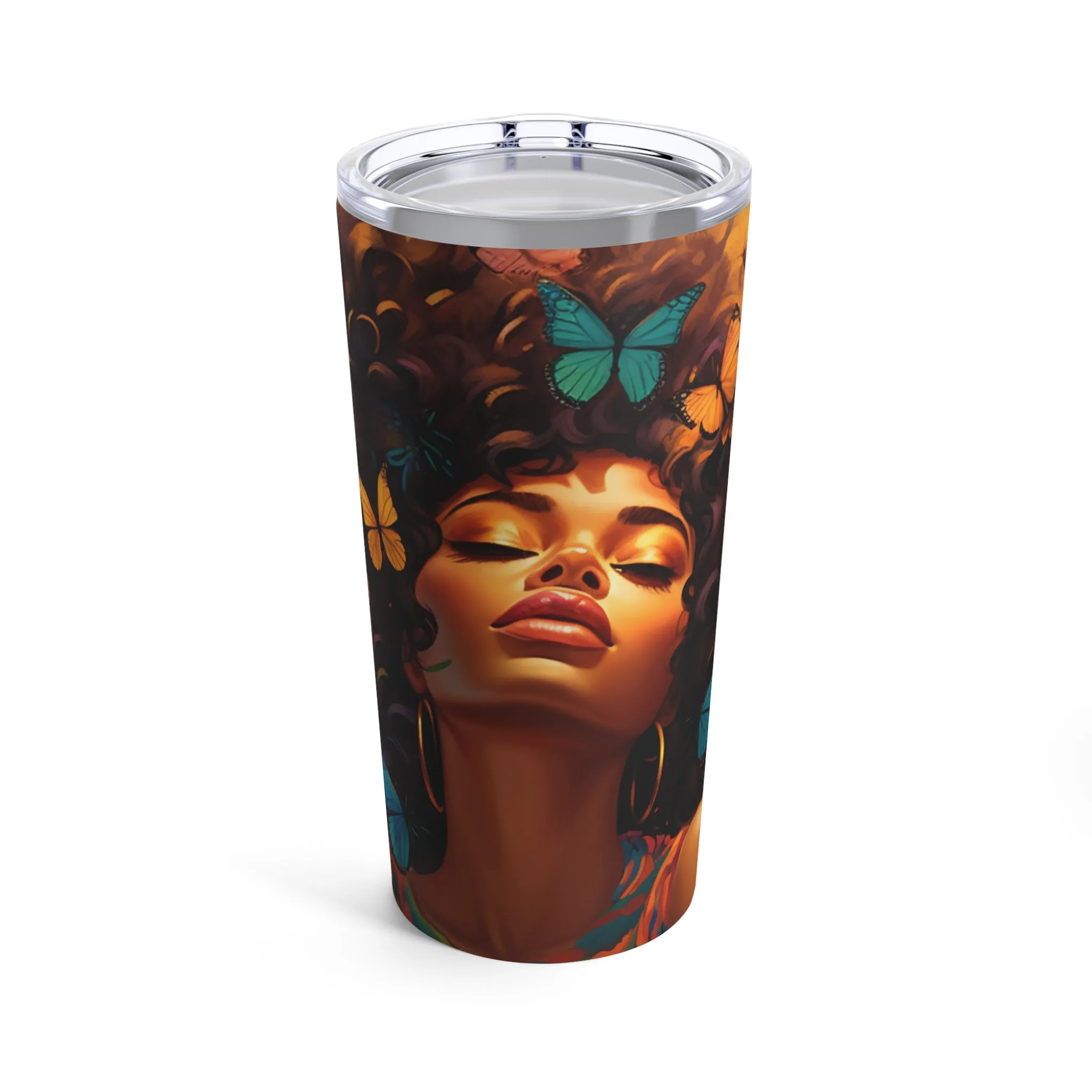 Fluttering Sips: The Beautiful Butterfly Woman Tumbler