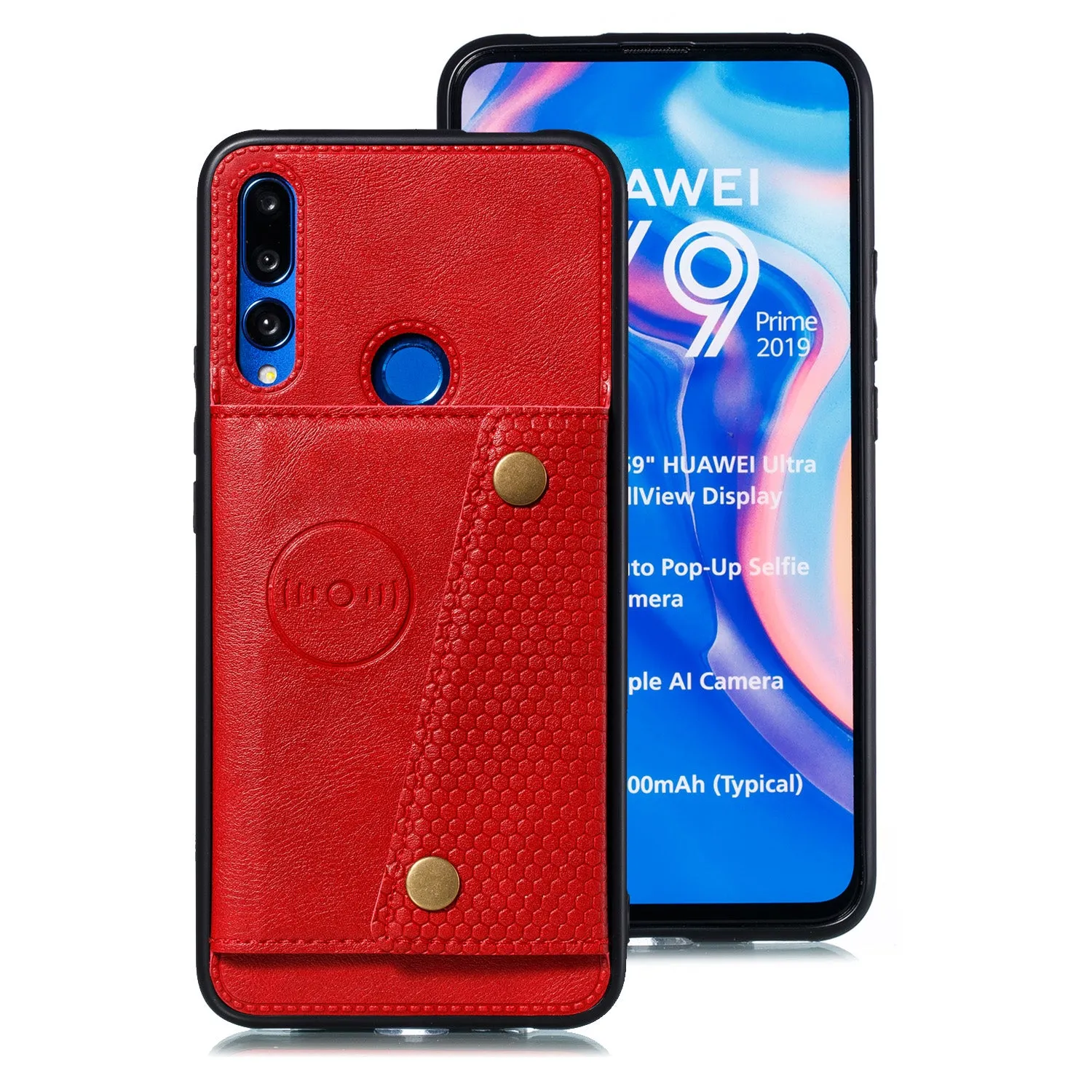 For HUAWEI Y9 prime 2019 PU Leather Shockproof Cell Phone Case Anti-dust Phone Case with Double Buckle Card Slot Pocket  Light Brown