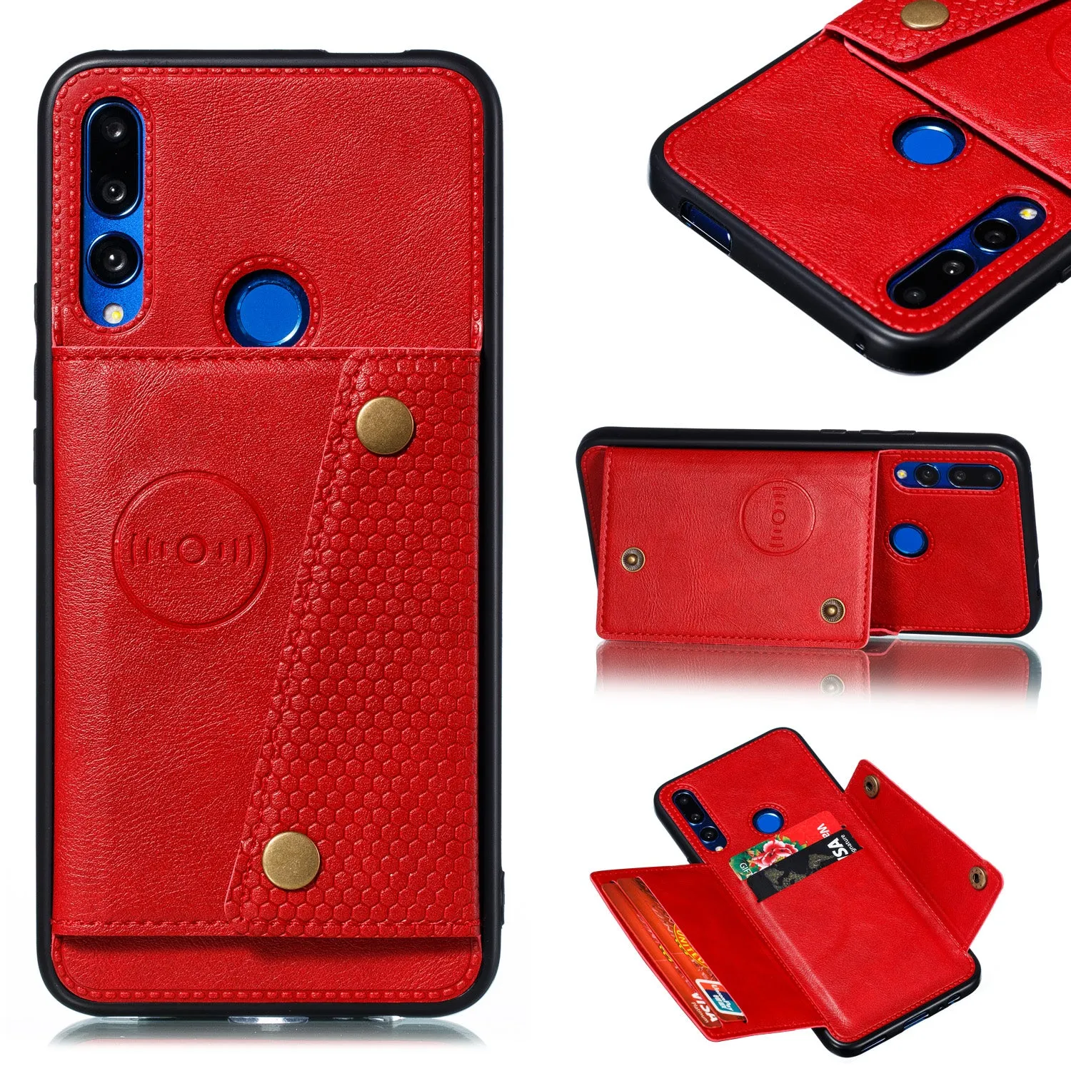 For HUAWEI Y9 prime 2019 PU Leather Shockproof Cell Phone Case Anti-dust Phone Case with Double Buckle Card Slot Pocket  Light Brown