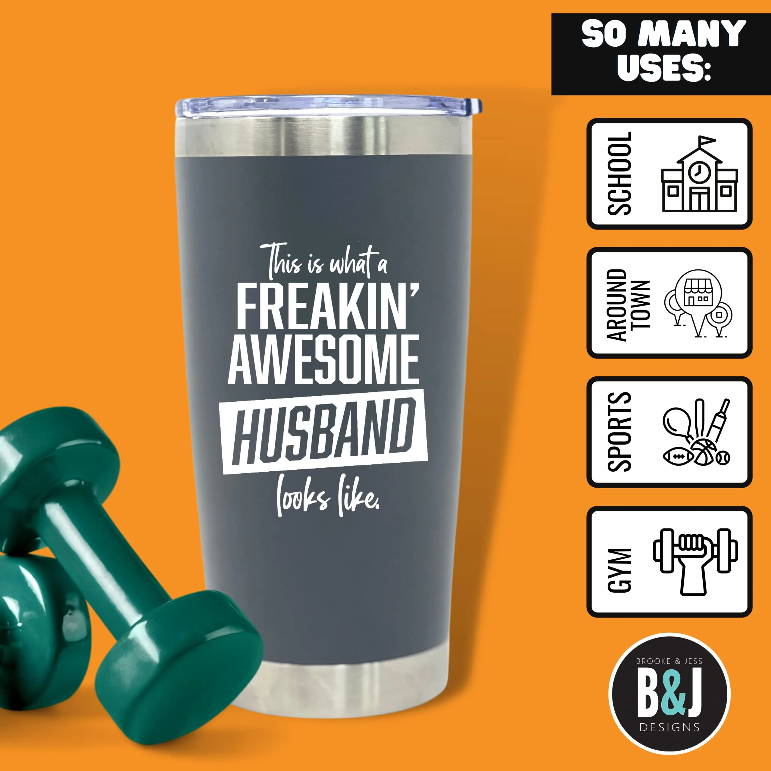 Freakin' Awesome Husband 20 oz Tumbler Gray