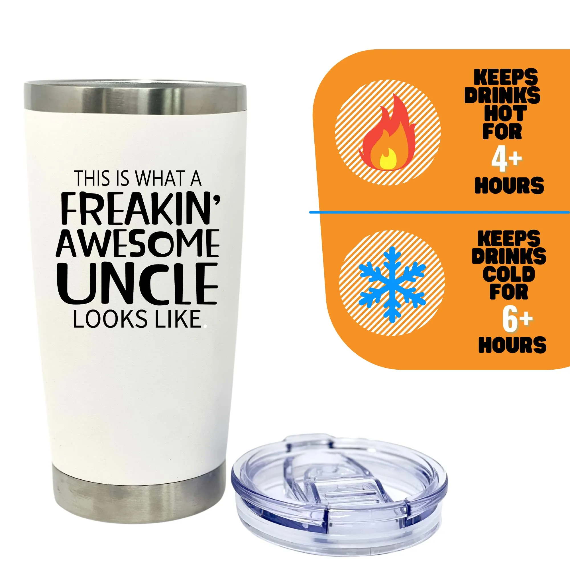 Freakin' Awesome Uncle 20 oz White Tumbler for Uncles