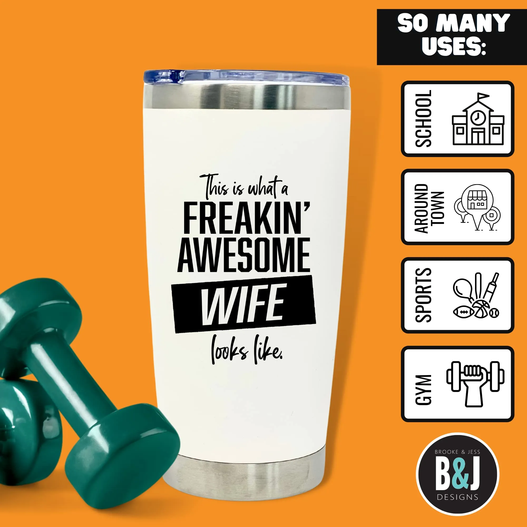 Freakin' Awesome Wife 20 oz White Tumbler for Wife
