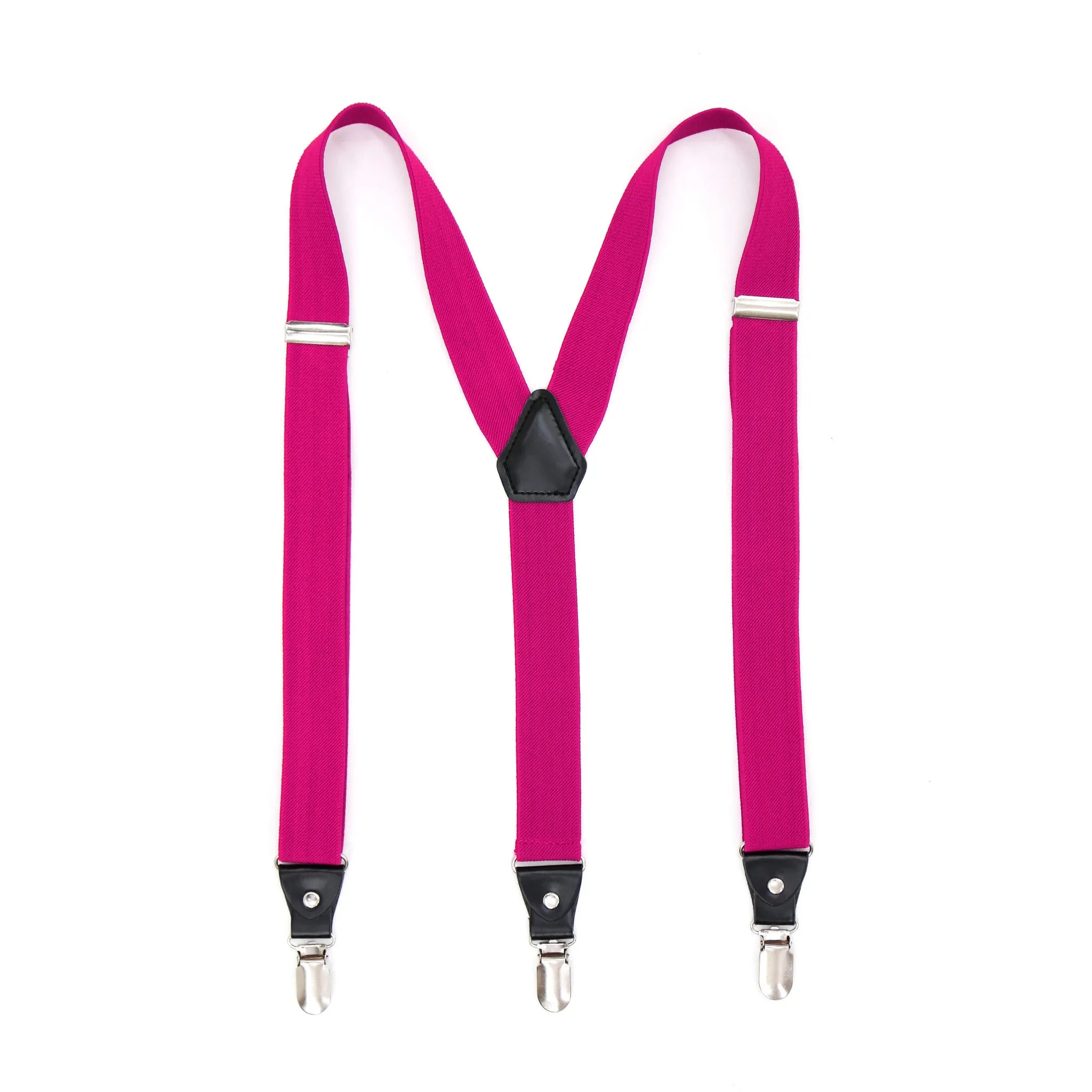 Fuchsia Clip-On Unisex Suspenders