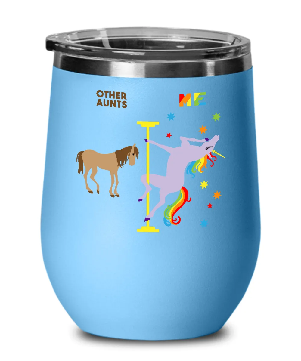 Gift For Aunt Rainbow Unicorn Insulated Wine Tumbler 12oz Travel Cup