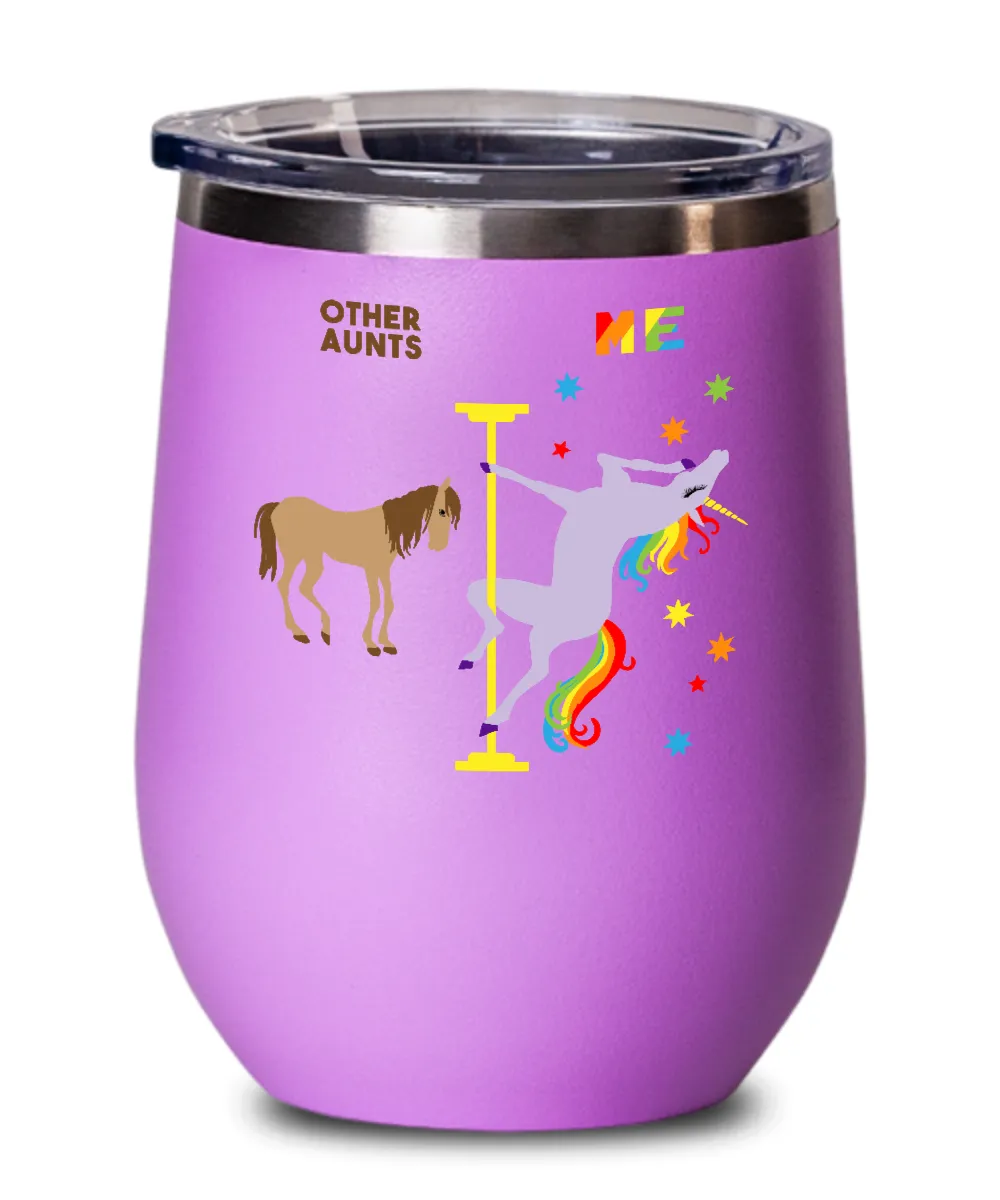Gift For Aunt Rainbow Unicorn Insulated Wine Tumbler 12oz Travel Cup