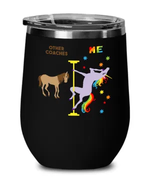 Gift For Coach Rainbow Unicorn Insulated Wine Tumbler 12oz Travel Cup