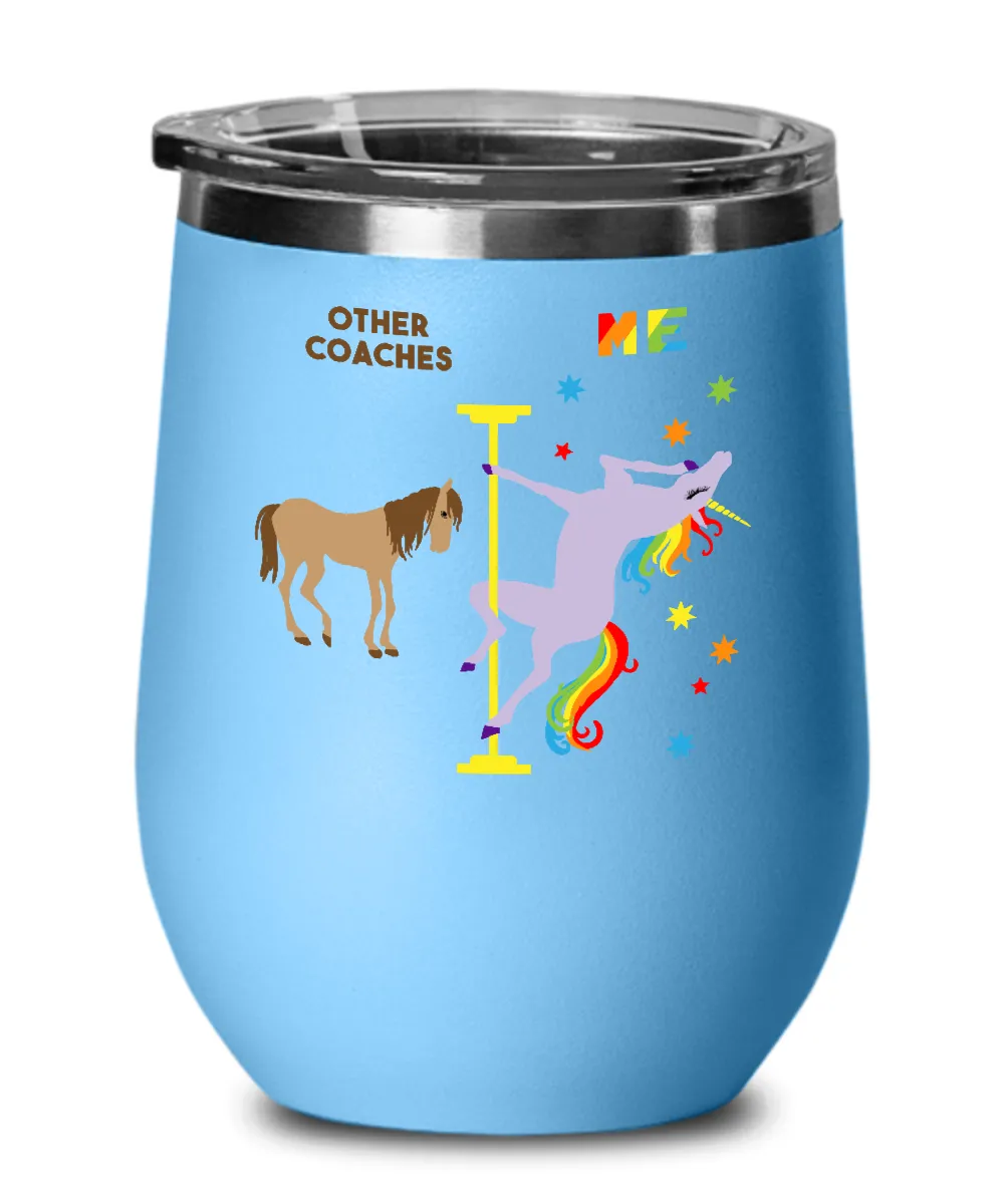 Gift For Coach Rainbow Unicorn Insulated Wine Tumbler 12oz Travel Cup