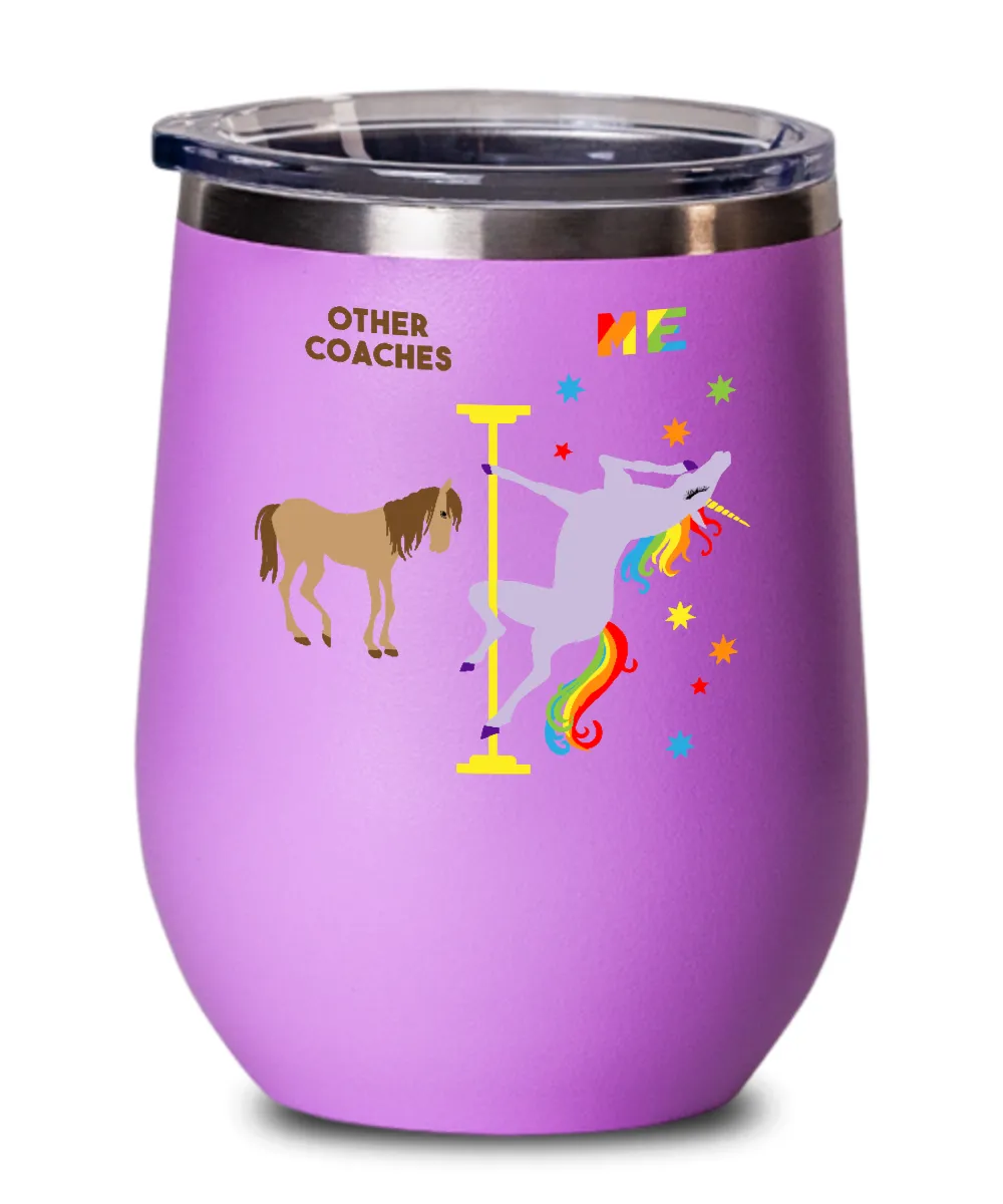 Gift For Coach Rainbow Unicorn Insulated Wine Tumbler 12oz Travel Cup