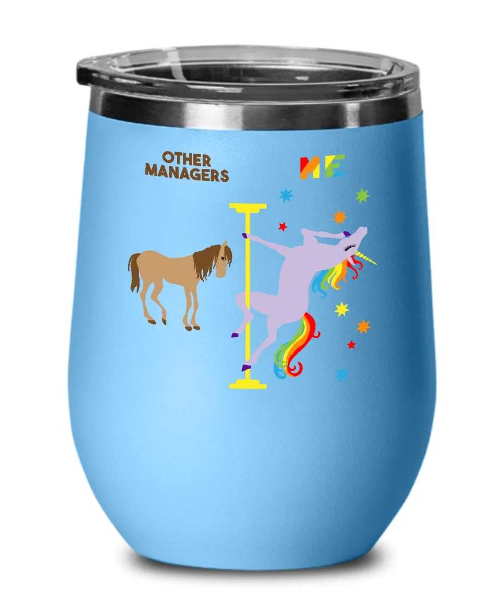 Gift For Manager Rainbow Unicorn Insulated Wine Tumbler 12oz Travel Cup