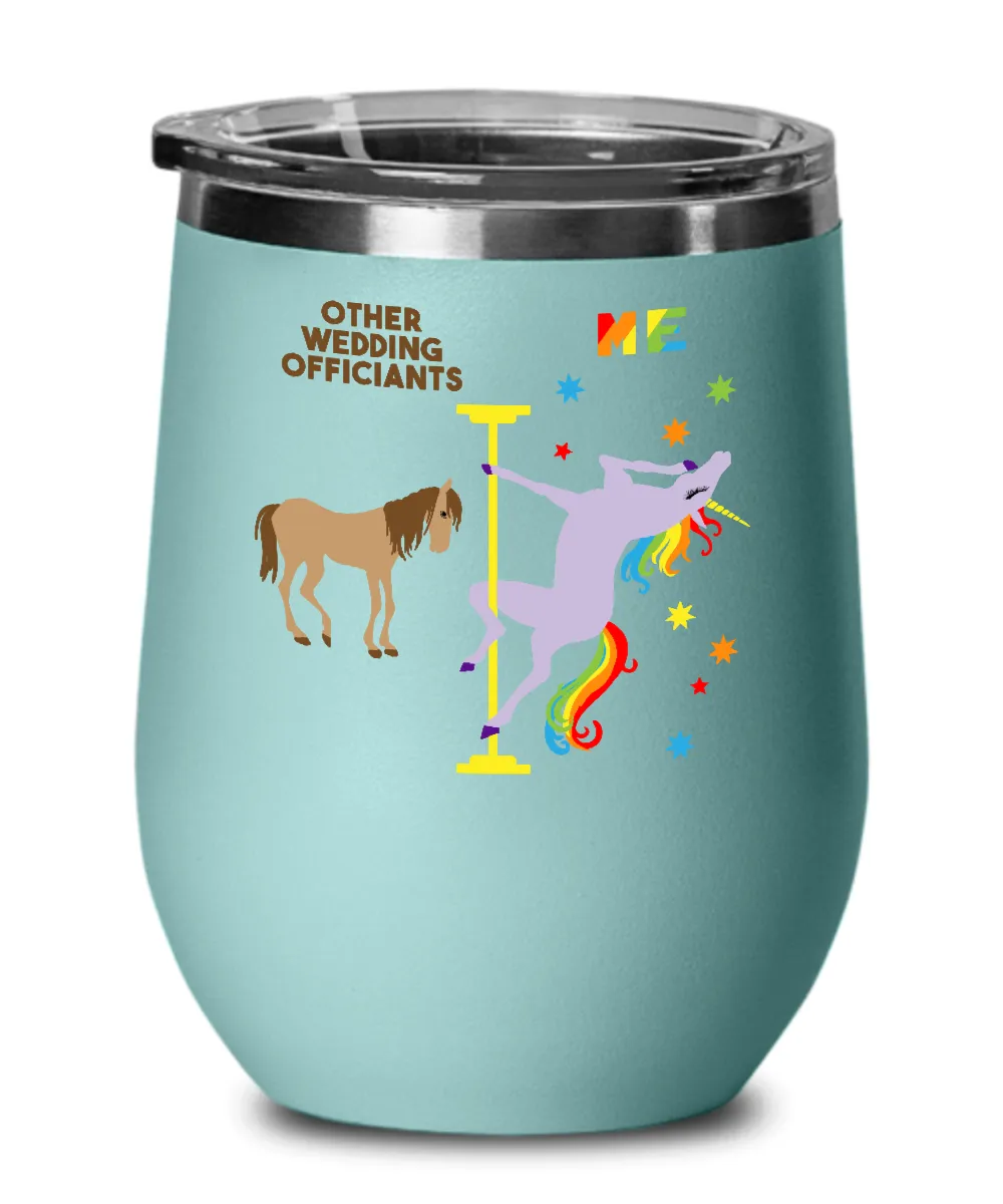 Gift For Officiants Rainbow Unicorn Insulated Wine Tumbler 12oz Travel Cup