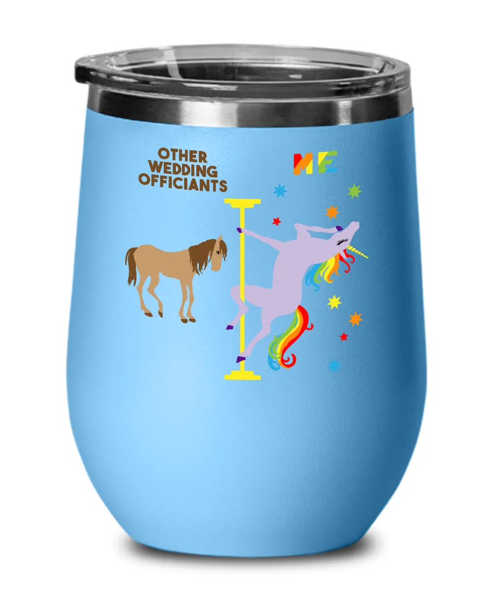 Gift For Officiants Rainbow Unicorn Insulated Wine Tumbler 12oz Travel Cup