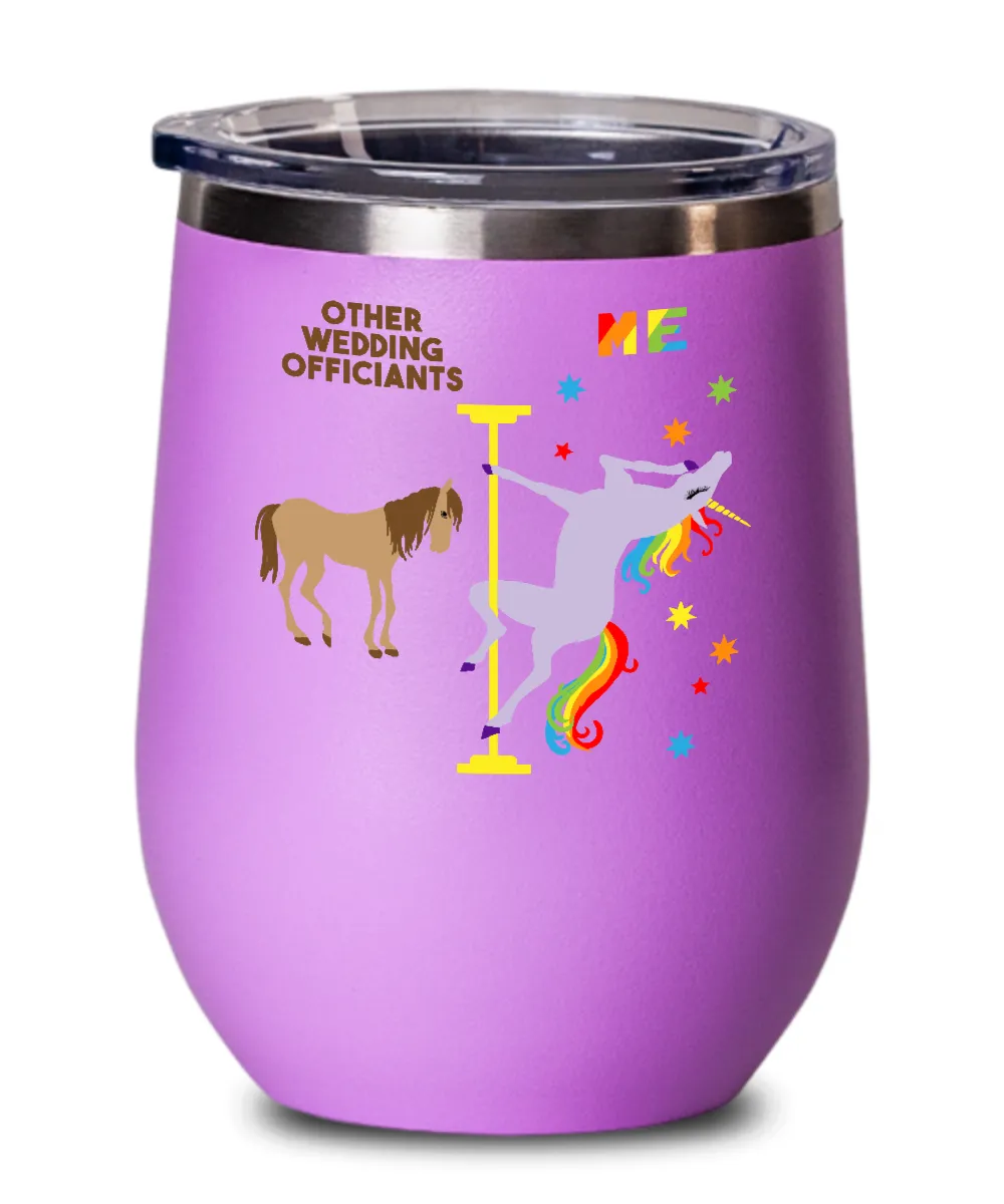 Gift For Officiants Rainbow Unicorn Insulated Wine Tumbler 12oz Travel Cup