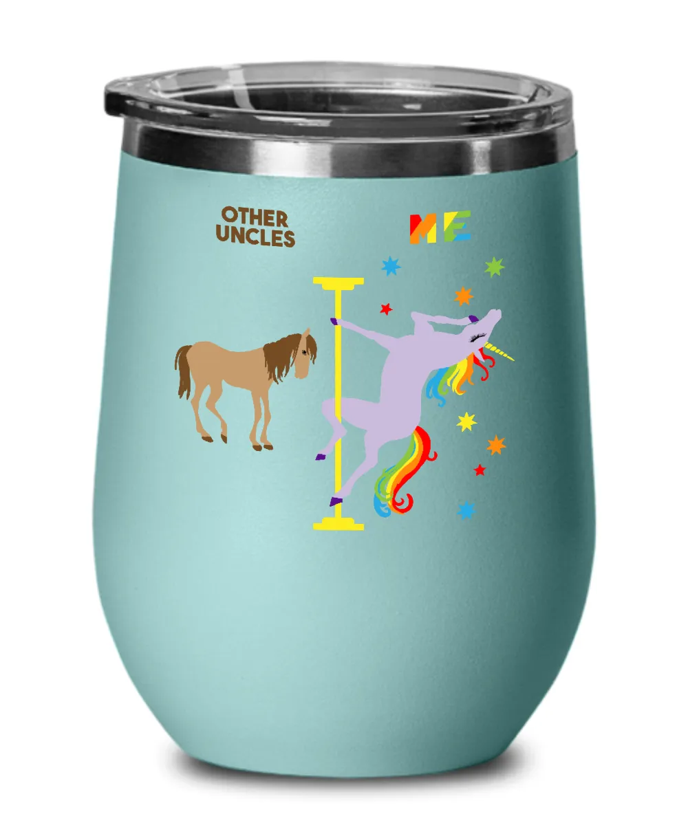 Gift For Uncle Rainbow Unicorn Insulated Wine Tumbler 12oz Travel Cup